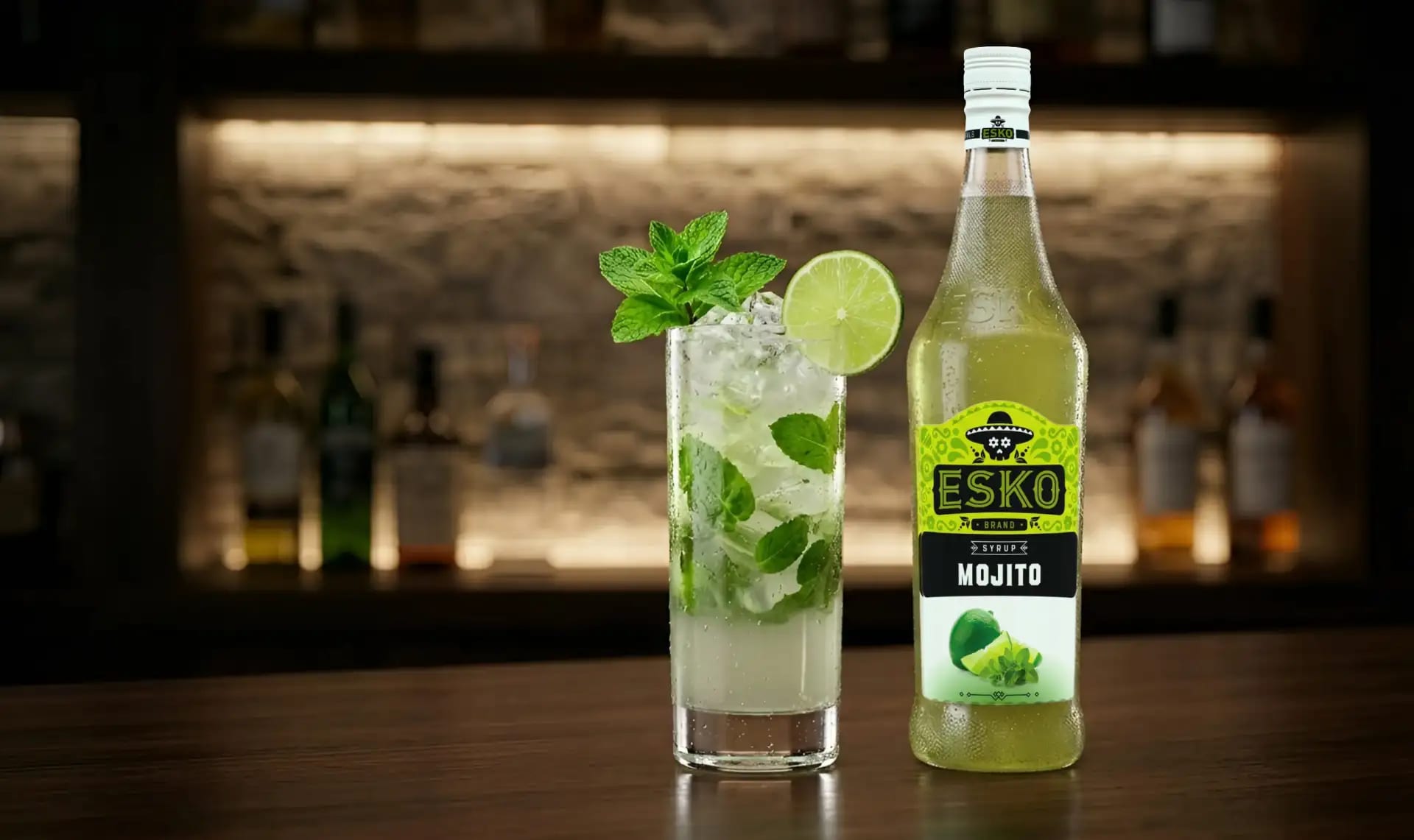 Mojito cocktail with ESKO syrup